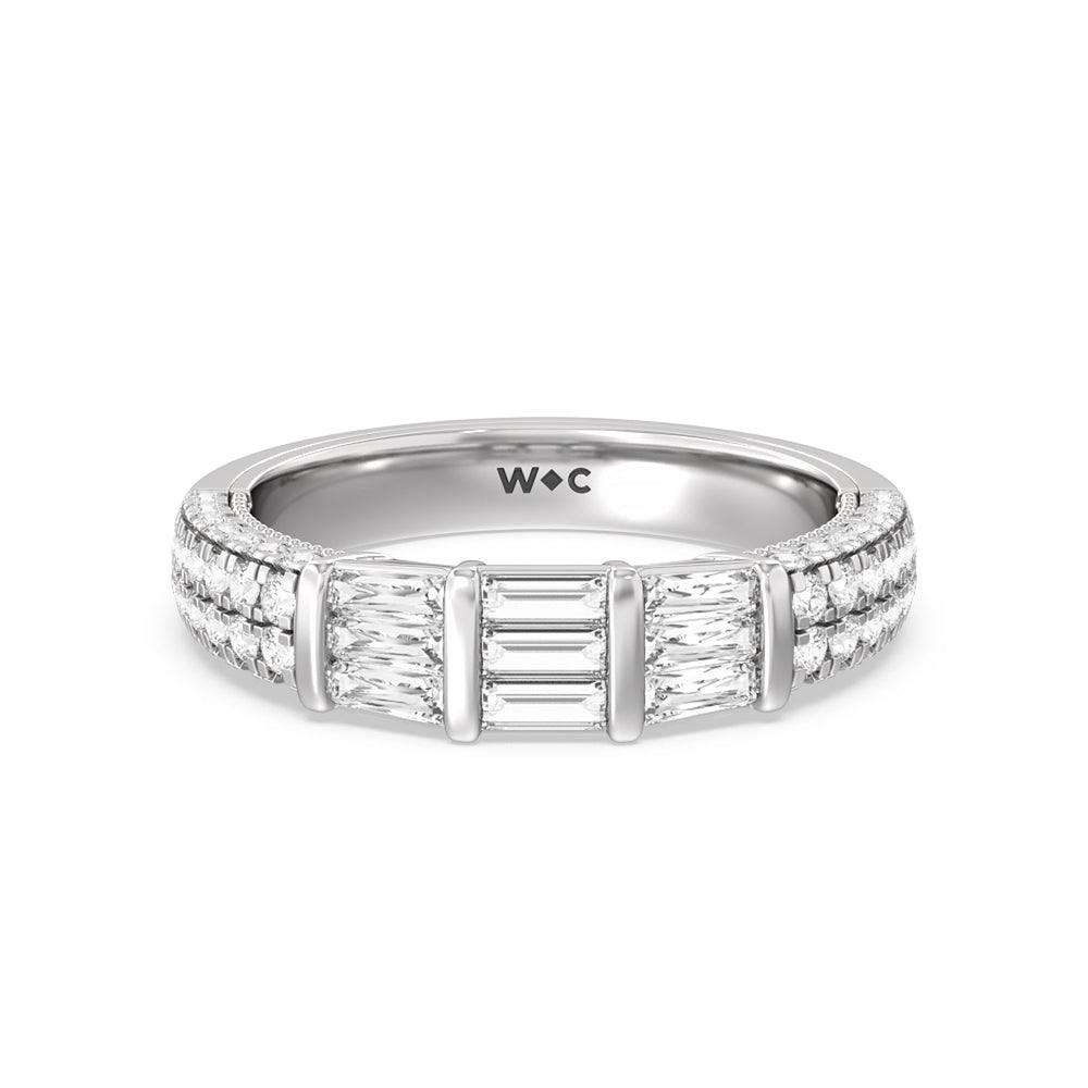 The Mulberry Diamond Wedding Band with Platinum Cut Diamond in 14KT Platinum view 1
