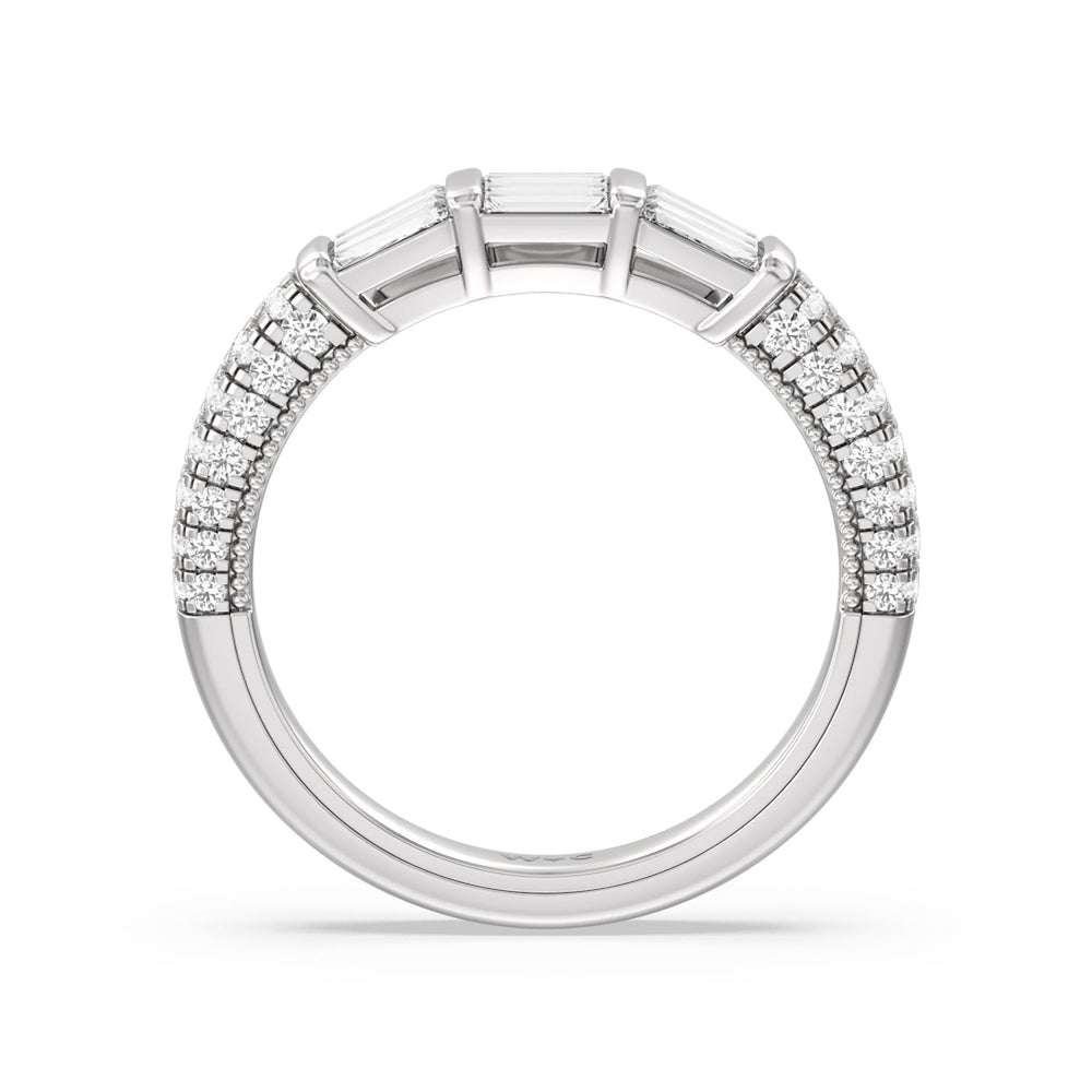 The Mulberry Diamond Wedding Band with Platinum Cut Diamond in 14KT Platinum view 2
