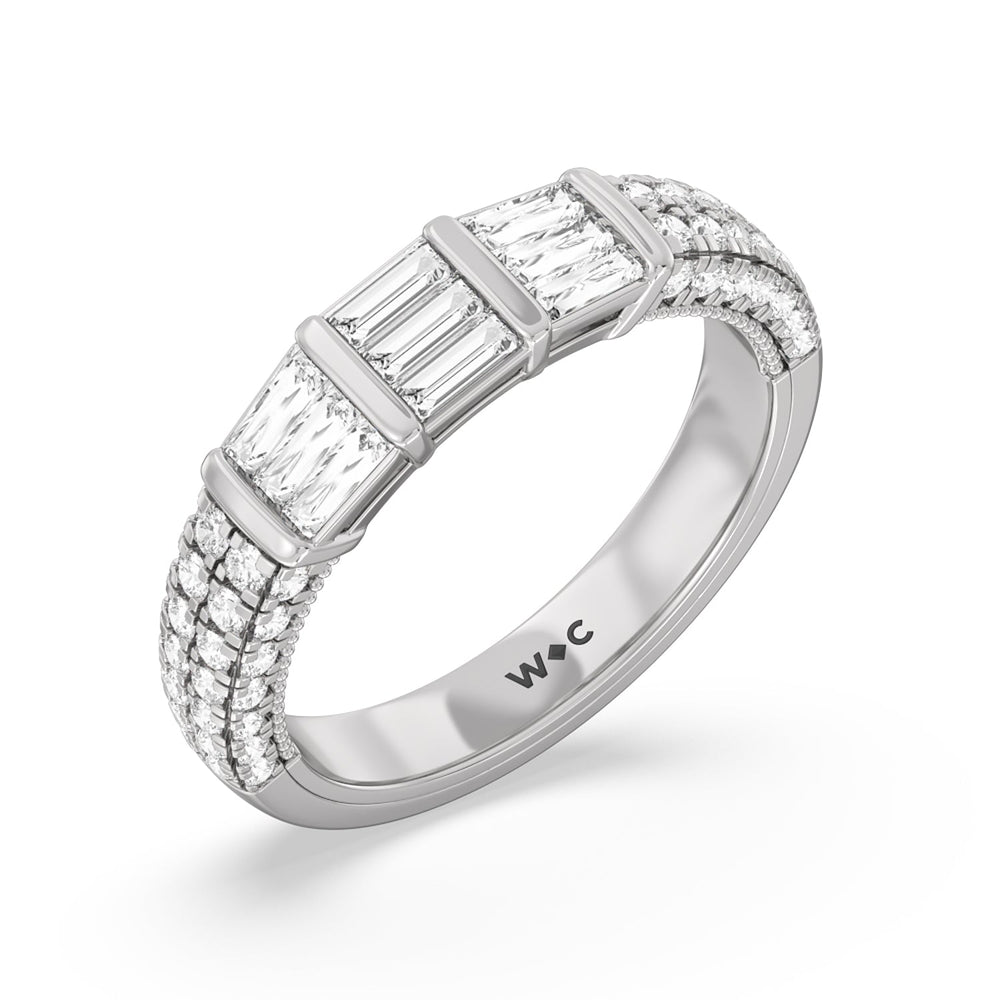 The Mulberry Diamond Wedding Band with Platinum Cut Diamond in 14KT Platinum view 4
