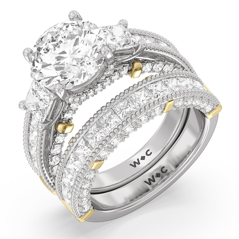 The Harlem Diamond Band with 18KT White & Yellow Gold Cut Diamond in 14KT White & Yellow Gold view 4
