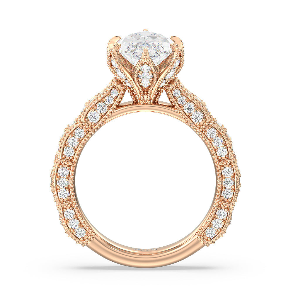 The Central Park Ring with Marquise Cut Diamond in 14KT Rose Gold view 2
