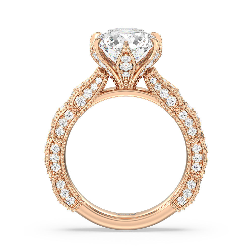 The Central Park Ring with Round Cut Diamond in 14KT Rose Gold view 2
