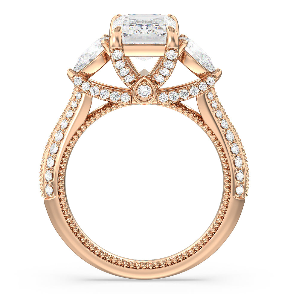 The Houston Ring with Emerald Cut Diamond in 14KT Rose Gold view 2

