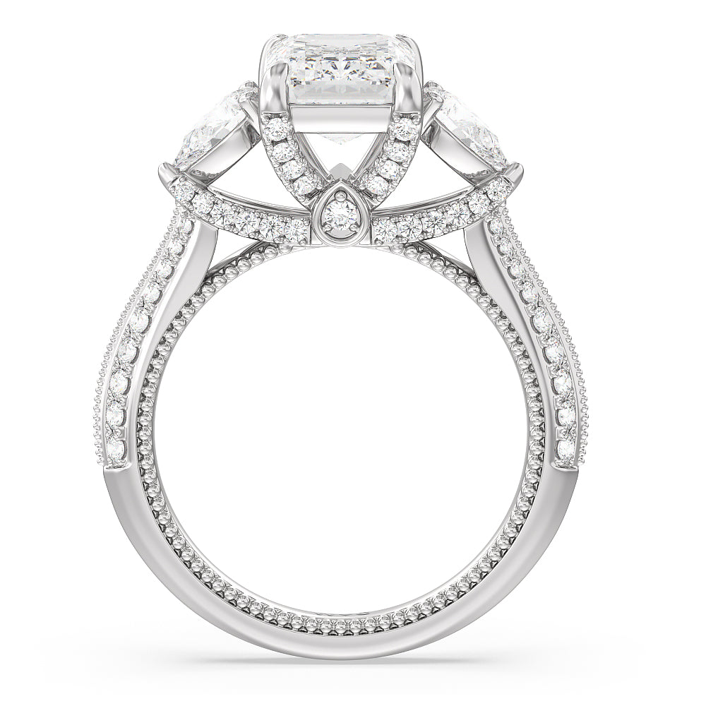 The Houston Ring with Emerald Cut Diamond in 14KT Platinum view 2
