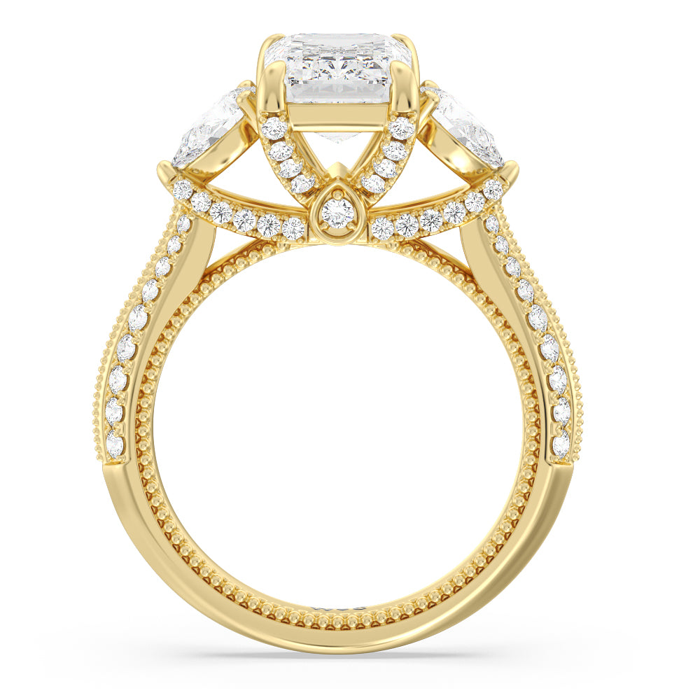 The Houston Ring with Emerald Cut Diamond in 14KT Yellow Gold view 2
