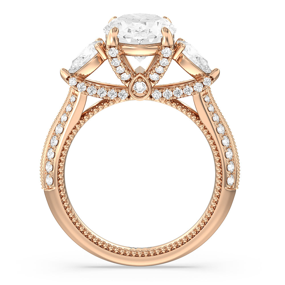 The Houston Ring with Oval Cut Diamond in 14KT Rose Gold view 2
