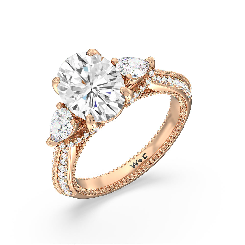 The Houston Ring with Oval Cut Diamond in 14KT Rose Gold view 3
