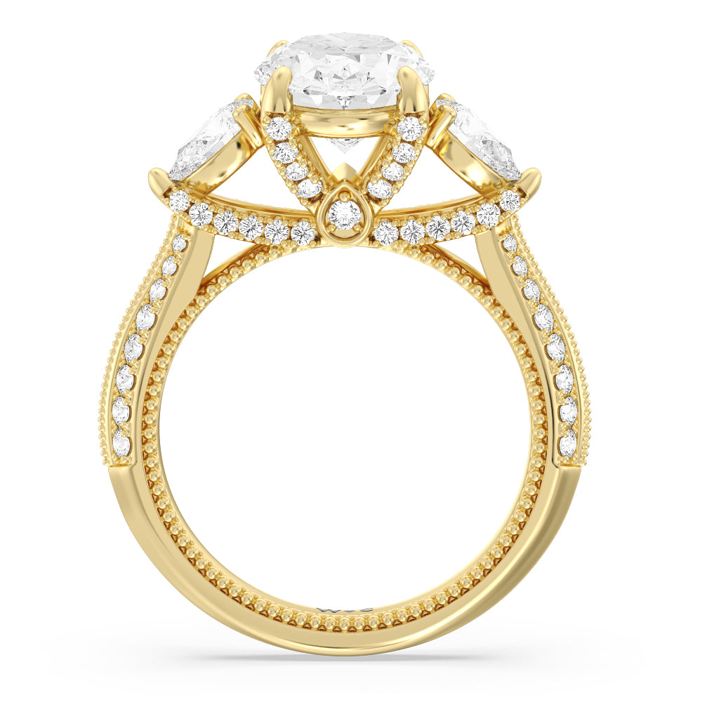 The Houston Ring with Oval Cut Diamond in 14KT Yellow Gold view 2

