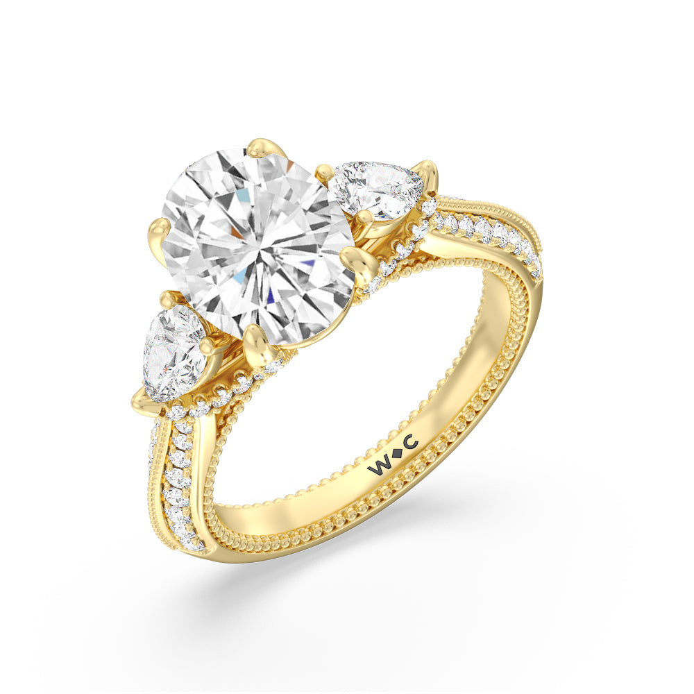 The Houston Ring with Oval Cut Diamond in 14KT Yellow Gold view 3

