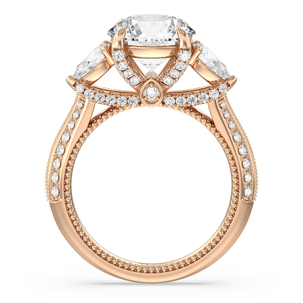 The Houston Ring with Round Cut Diamond in 14KT Rose Gold view 2
