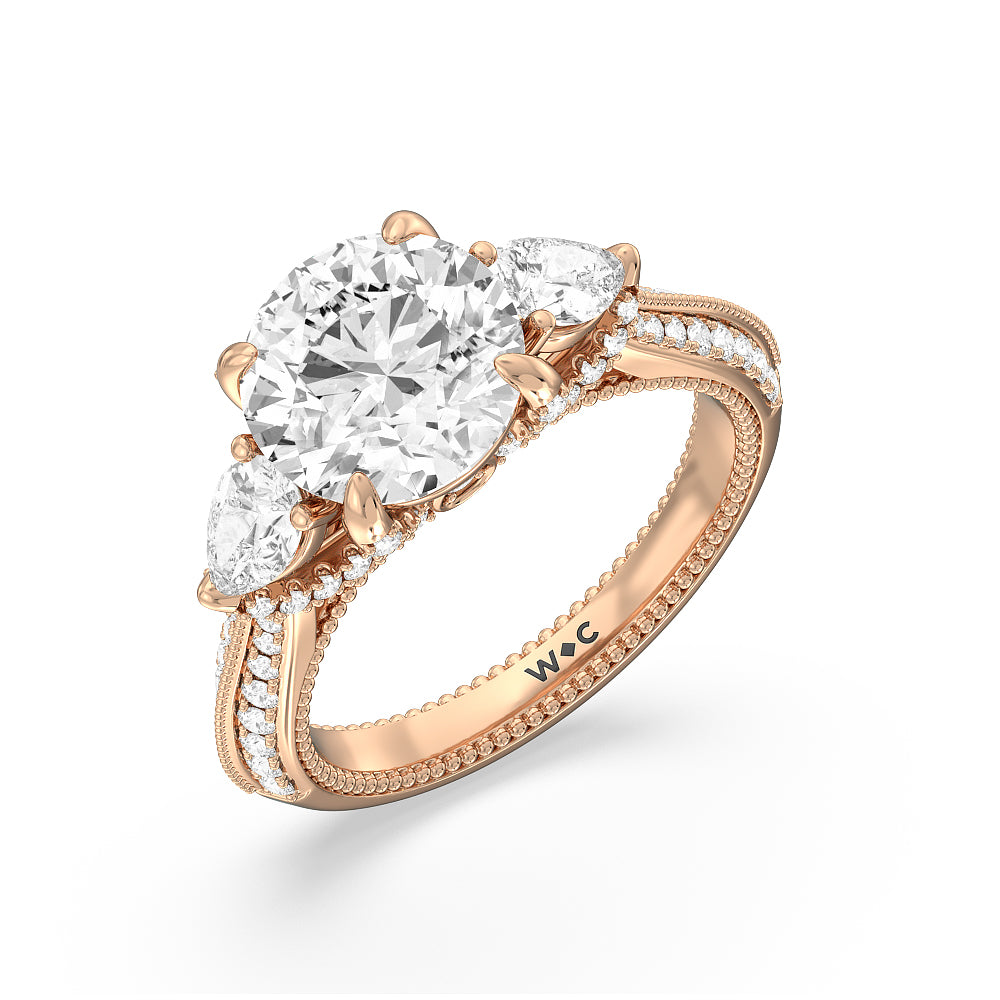 The Houston Ring with Round Cut Diamond in 14KT Rose Gold view 3
