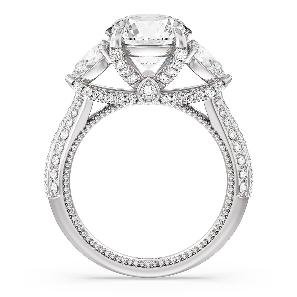 The Houston Ring with Round Cut Diamond in 14KT Platinum view 2
