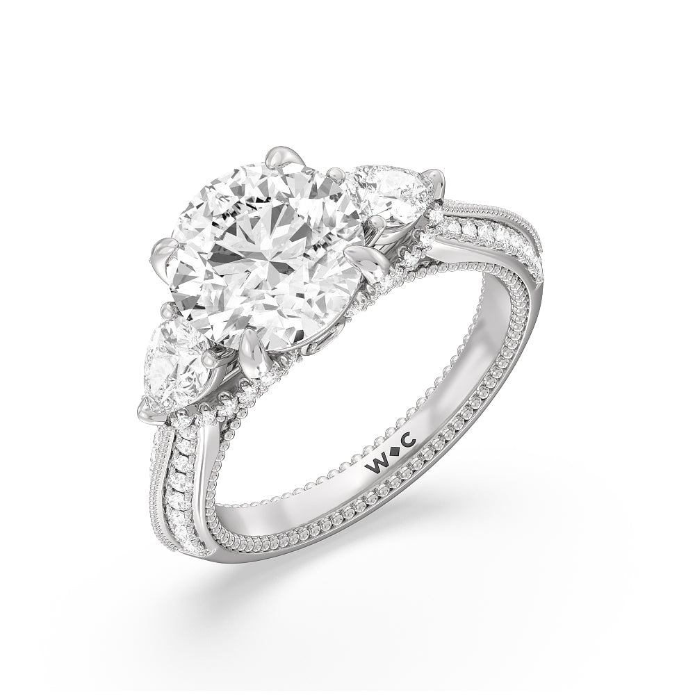 The Houston Ring with Round Cut Diamond in 14KT Platinum view 3
