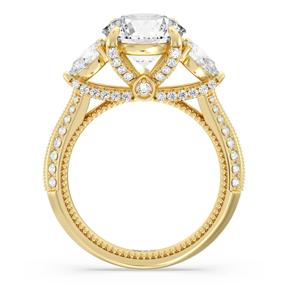 The Houston Ring with Round Cut Diamond in 14KT Yellow Gold view 2
