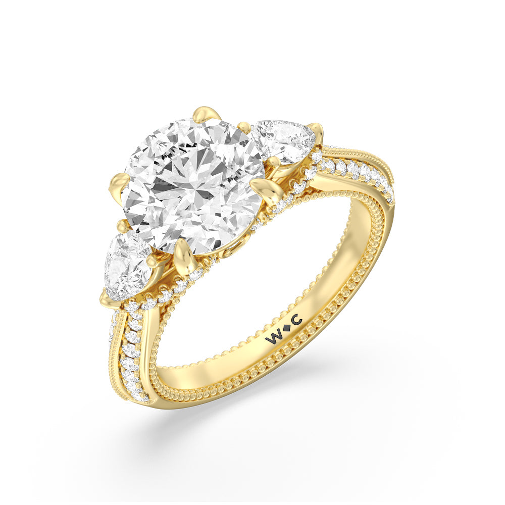 The Houston Ring with Round Cut Diamond in 14KT Yellow Gold view 3
