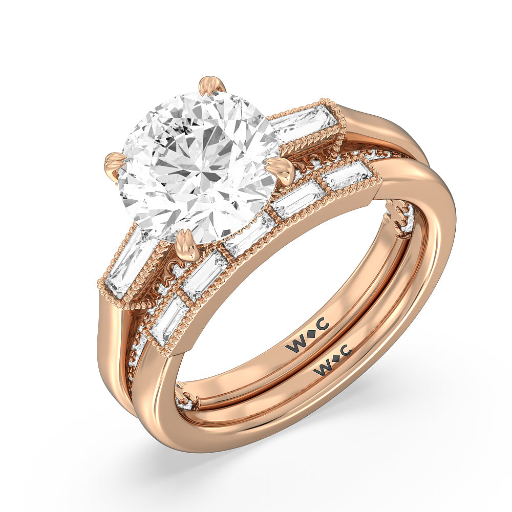 The Bryant Park Diamond Band with 18KT Rose Gold Cut Diamond in 14KT Rose Gold view 4
