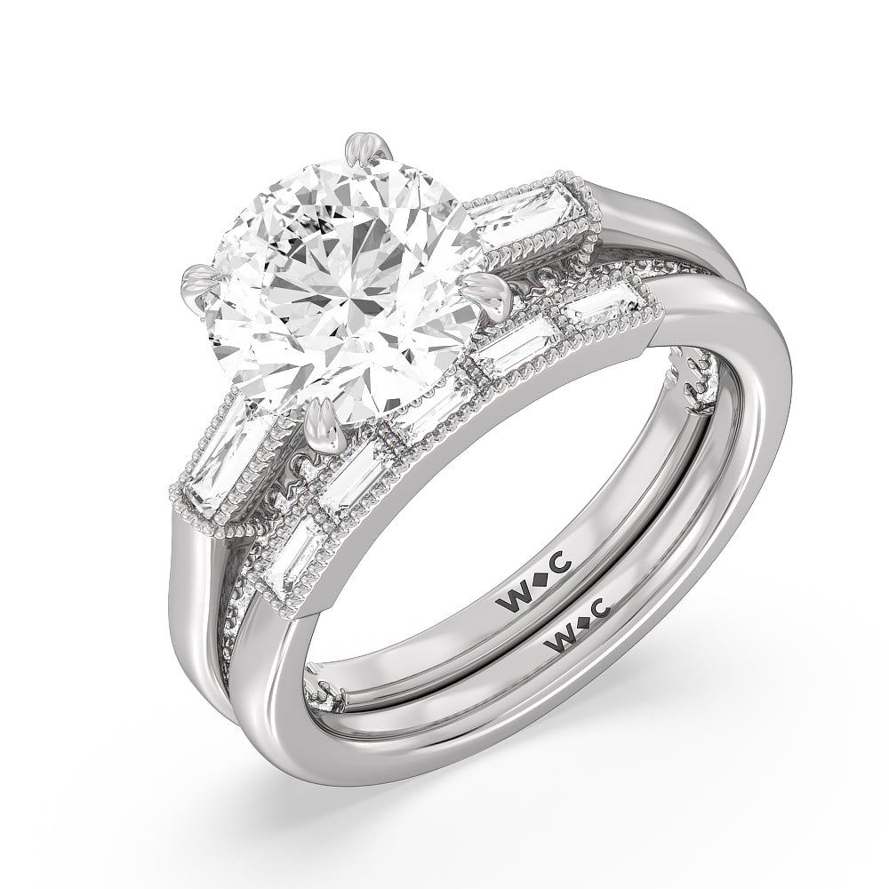 The Bryant Park Diamond Band with Platinum Cut Diamond in 14KT Platinum view 4
