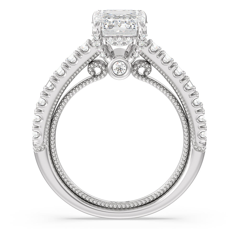 The Liberty Ring with Emerald Cut Diamond in 14KT Platinum view 2
