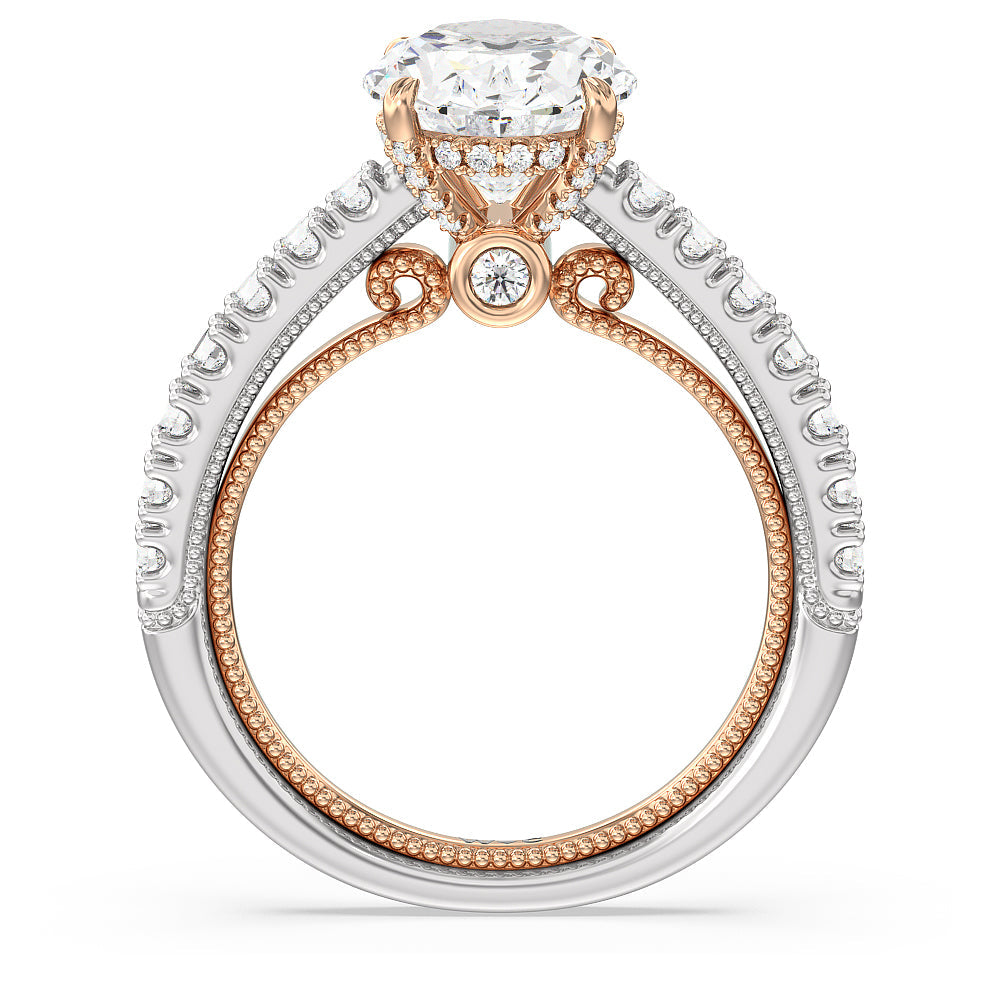 The Liberty Ring with Oval Cut Diamond in 14KT White & Rose Gold view 2
