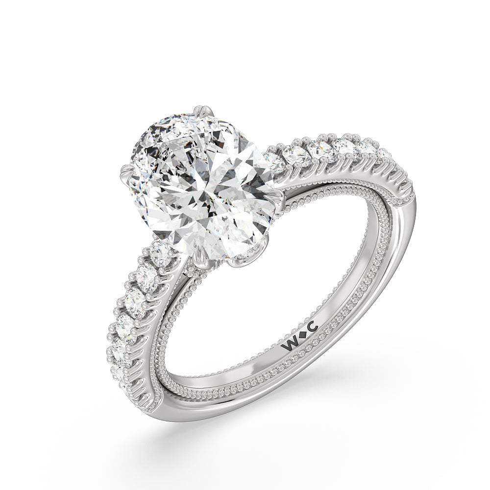 The Liberty Ring with Oval Cut Diamond in 14KT Platinum view 3
