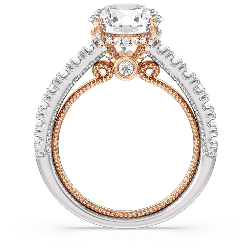 The Liberty Ring with Round Cut Diamond in 14KT White & Rose Gold view 2
