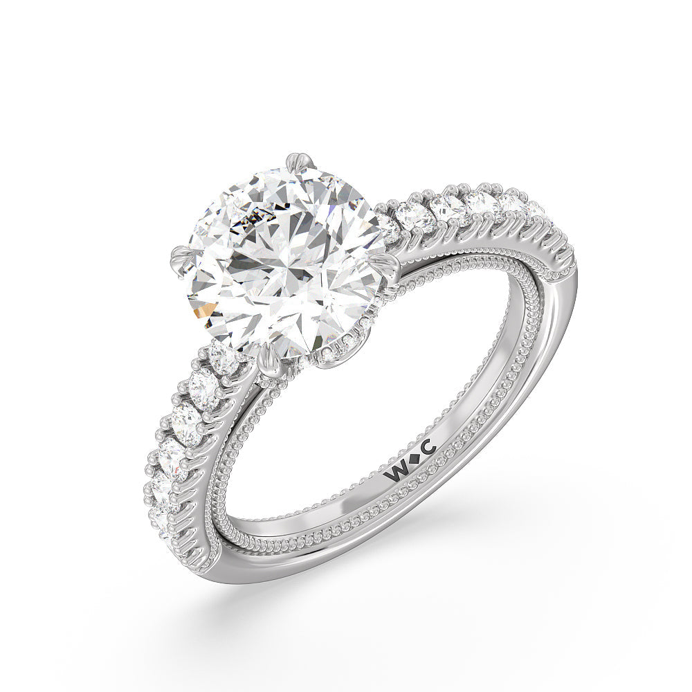 The Liberty Ring with Round Cut Diamond in 14KT Platinum view 3
