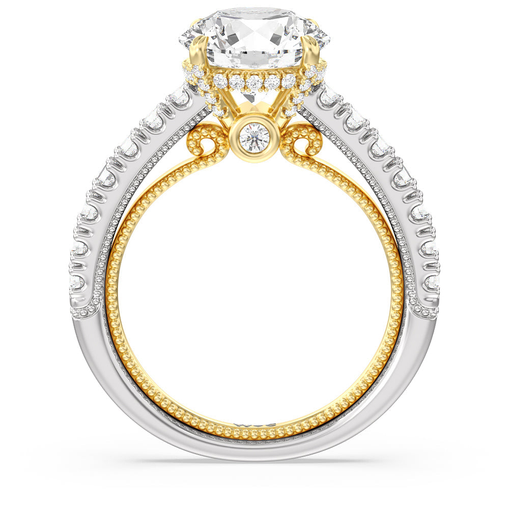 The Liberty Ring with Round Cut Diamond in 14KT White & Yellow Gold view 2
