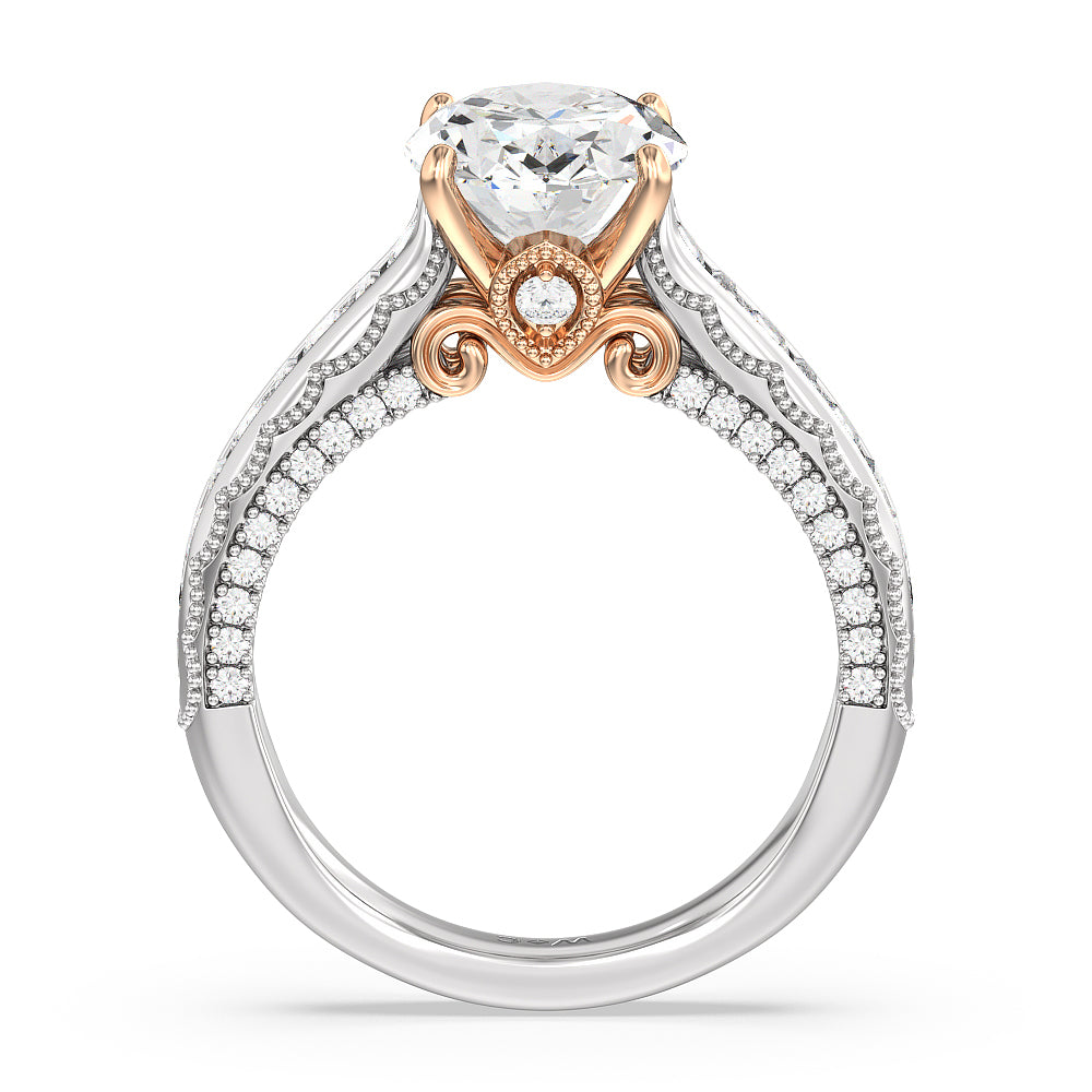 The Morgan Ring with Oval Cut Diamond in 14KT White & Rose Gold view 2
