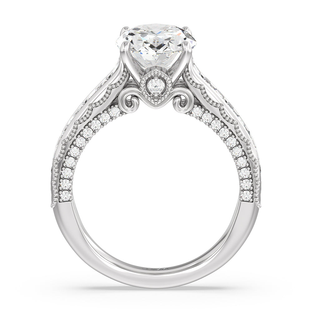 The Morgan Ring with Oval Cut Diamond in 14KT Platinum view 2
