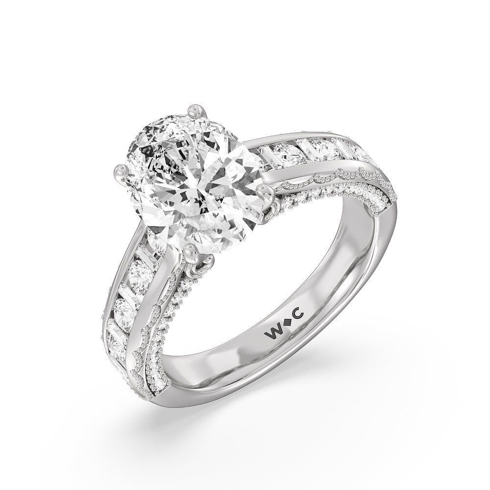 The Morgan Ring with Oval Cut Diamond in 14KT Platinum view 3
