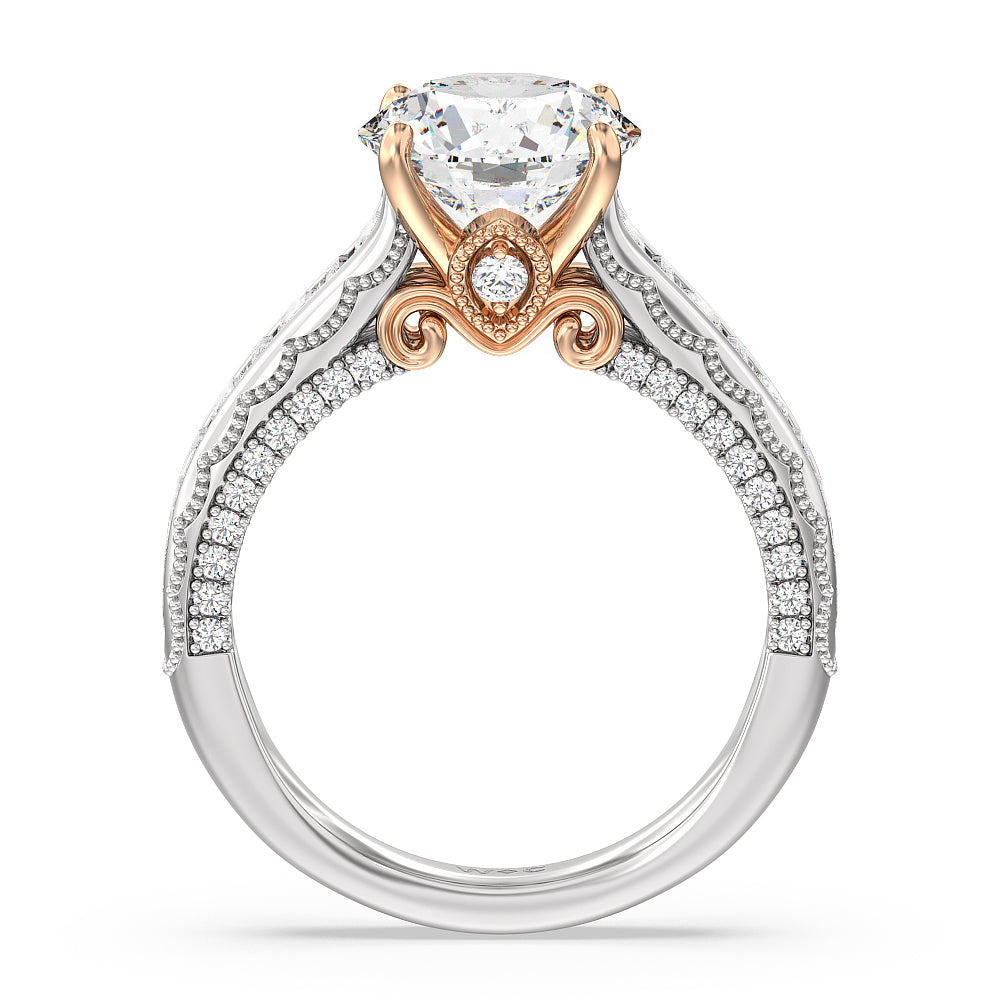 The Morgan Ring with Round Cut Diamond in 14KT White & Rose Gold view 2
