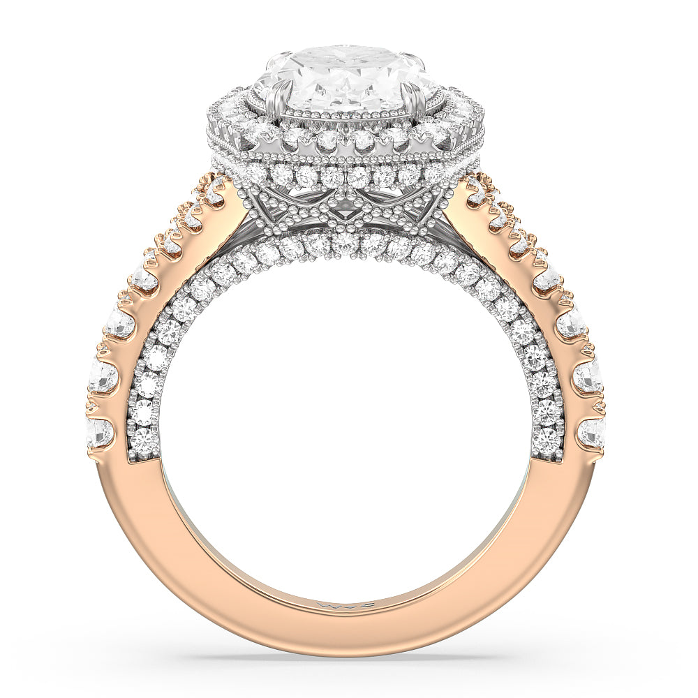 The Cloister Ring with Oval Cut Diamond in 14KT White & Rose Gold view 2
