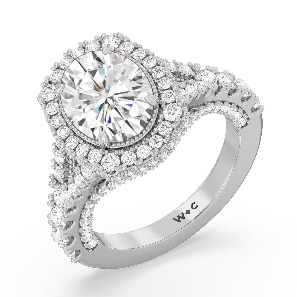 The Cloister Ring with Oval Cut Diamond in 14KT Platinum view 3
