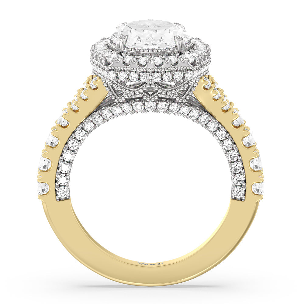 The Cloister Ring with Oval Cut Diamond in 14KT White & Yellow Gold view 2
