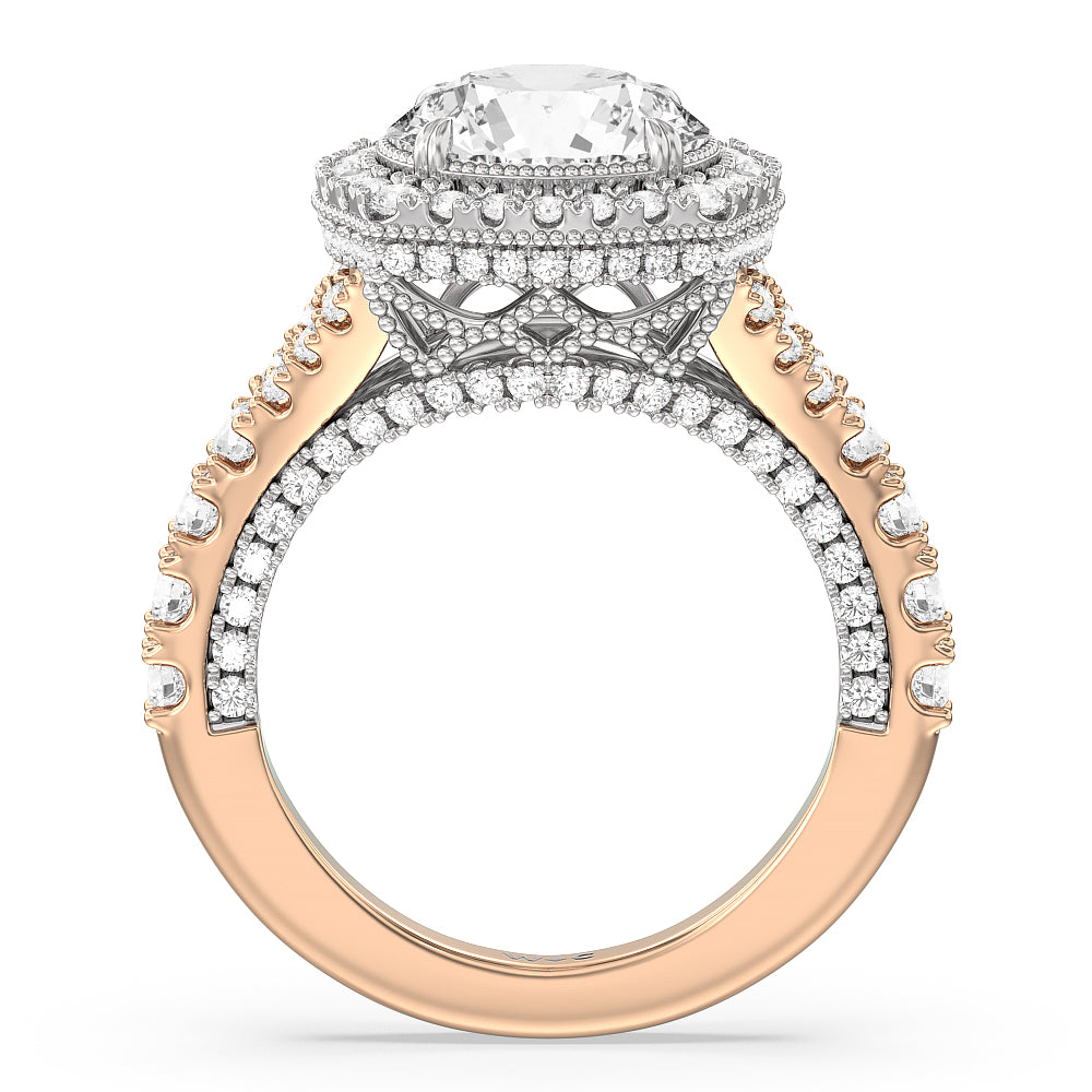 The Cloister Ring with Round Cut Diamond in 14KT White & Rose Gold view 2
