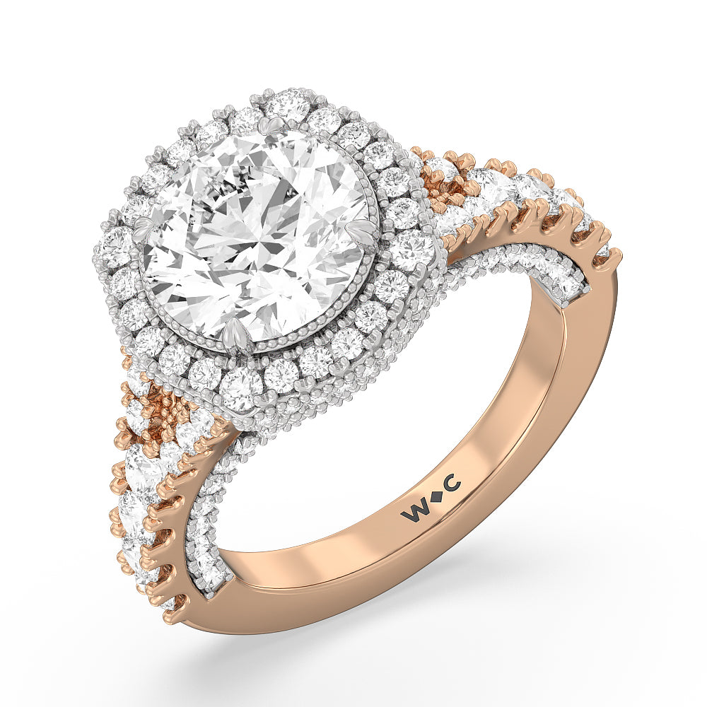 The Cloister Ring with Round Cut Diamond in 14KT White & Rose Gold view 3
