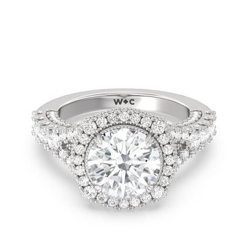 Heritage Halo Basket and Studded Bridge Split Shank Engagement Ring