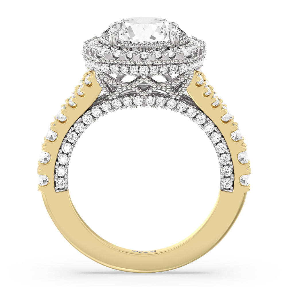 The Cloister Ring with Round Cut Diamond in 14KT White & Yellow Gold view 2
