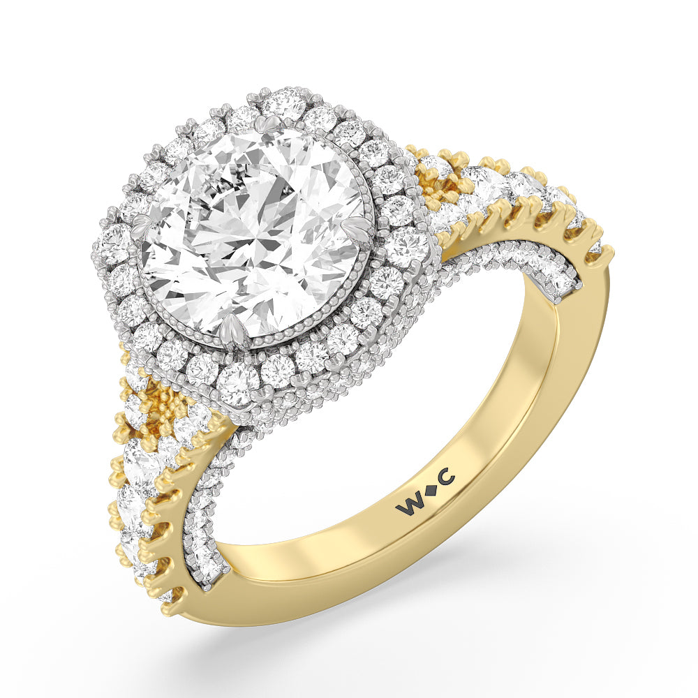 The Cloister Ring with Round Cut Diamond in 14KT White & Yellow Gold view 3
