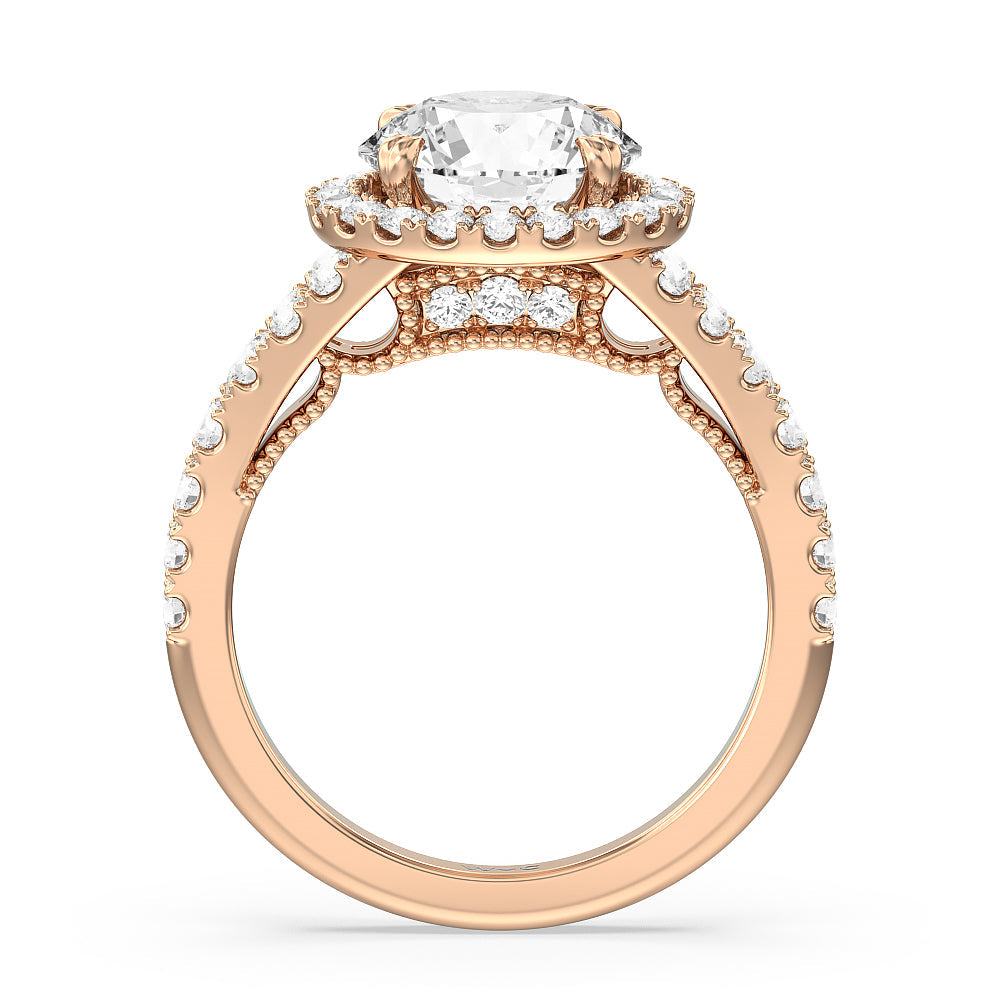 Round Cut The Brooklyn Heights Ring with Lab Grown Diamond in 14KT Rose Gold view 2

