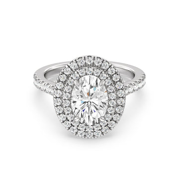 Double Halo Cathedral Engagement Ring