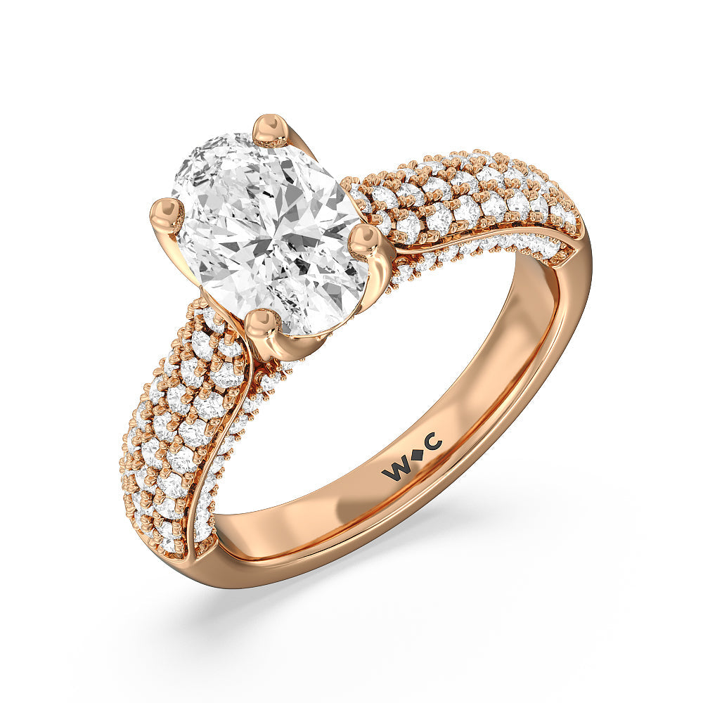 The Gansevoort Ring with Oval Cut Diamond in 14KT Rose Gold view 3
