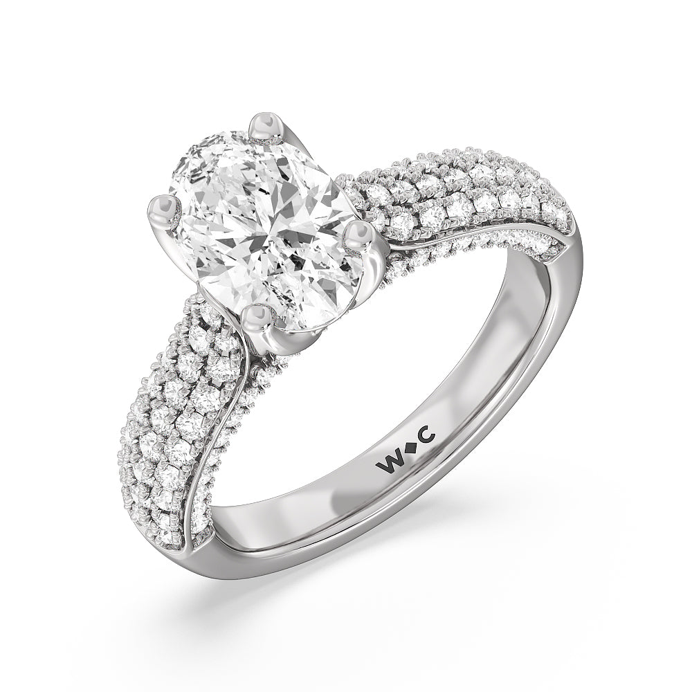 The Gansevoort Ring with Oval Cut Diamond in 14KT Platinum view 3
