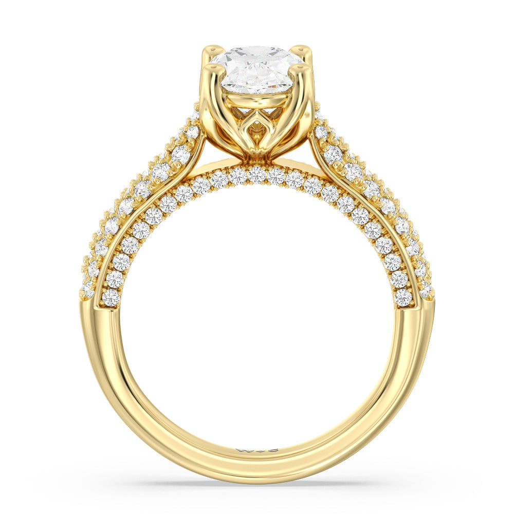 The Gansevoort Ring with Oval Cut Diamond in 14KT Yellow Gold view 2
