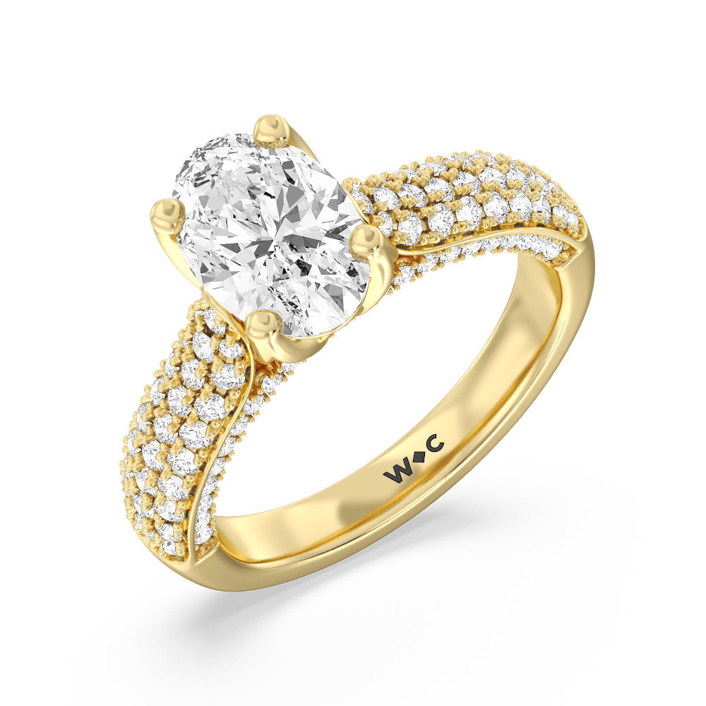 The Gansevoort Ring with Oval Cut Diamond in 14KT Yellow Gold view 3
