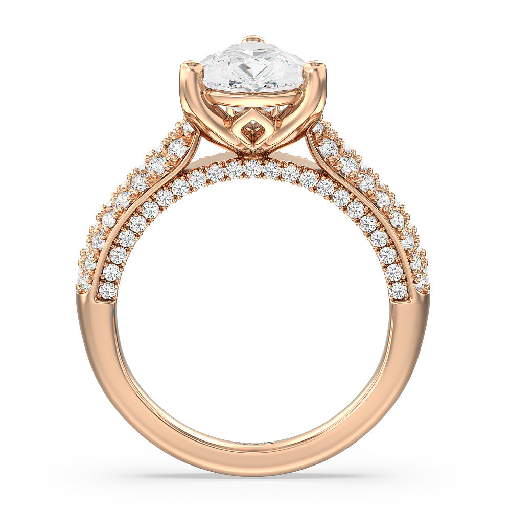 The Gansevoort Ring with Pear Cut Diamond in 14KT Rose Gold view 2
