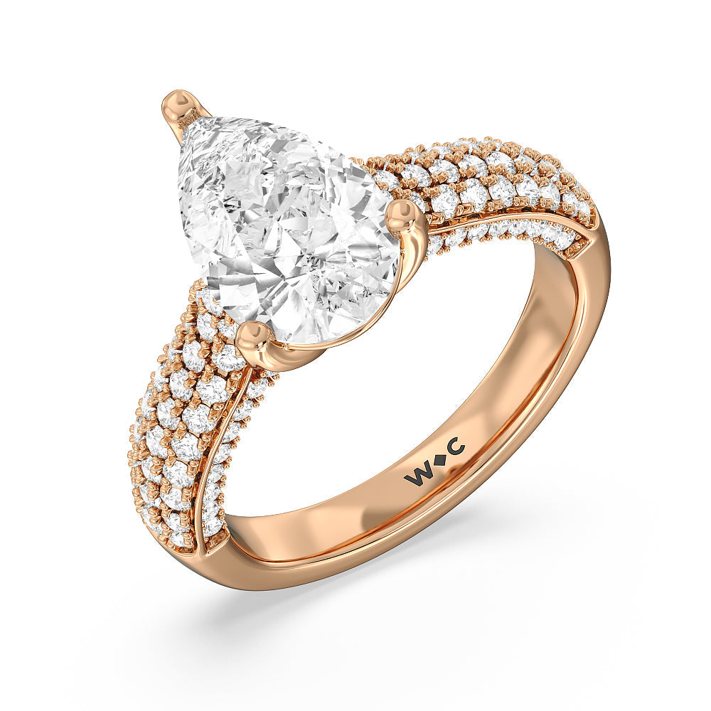 The Gansevoort Ring with Pear Cut Diamond in 14KT Rose Gold view 3
