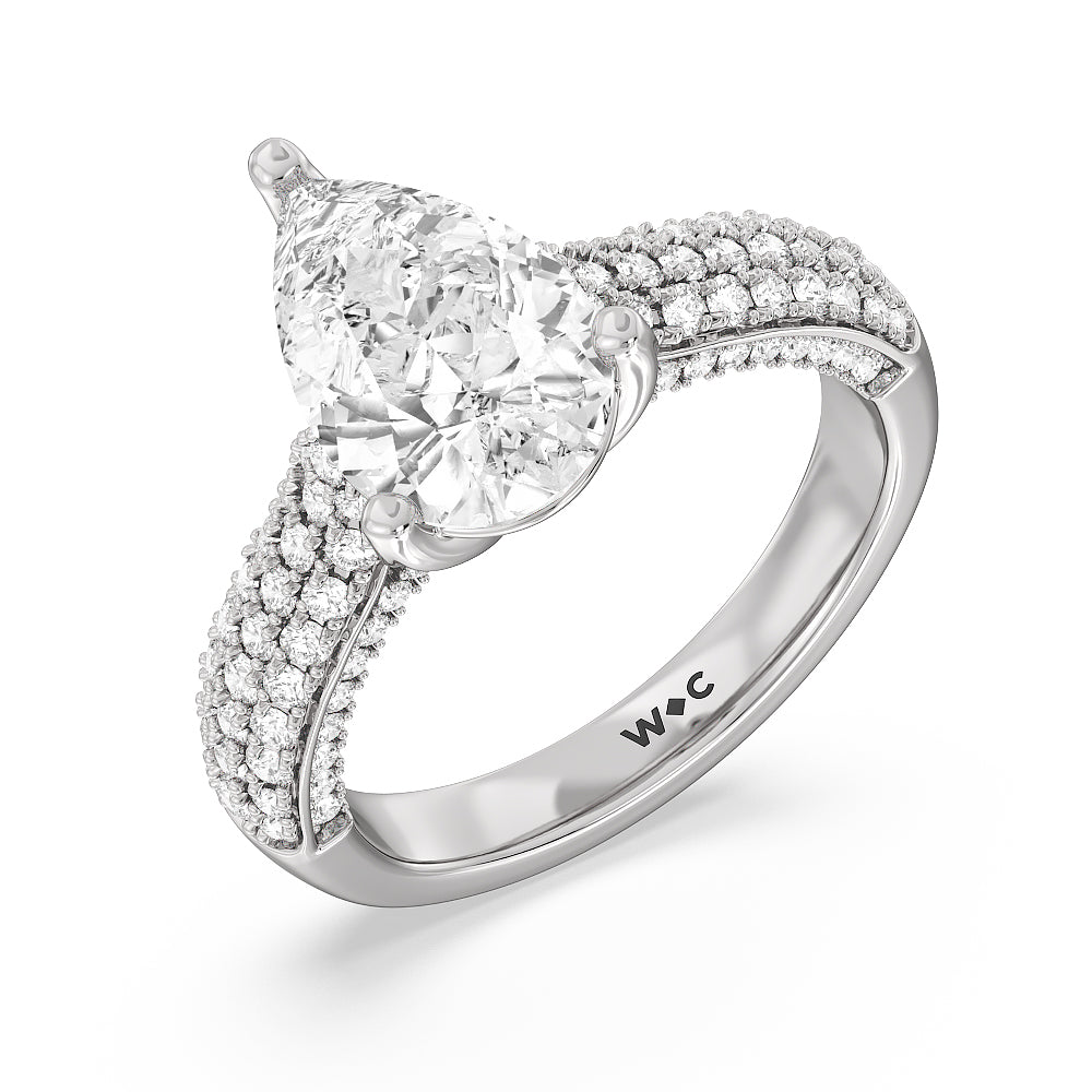 The Gansevoort Ring with Pear Cut Diamond in 14KT Platinum view 3
