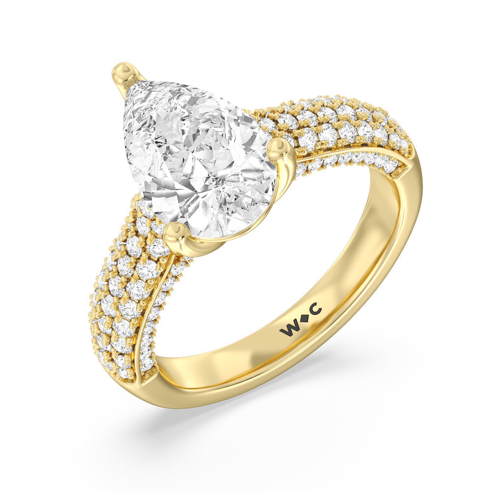 The Gansevoort Ring with Pear Cut Diamond in 14KT Yellow Gold view 3
