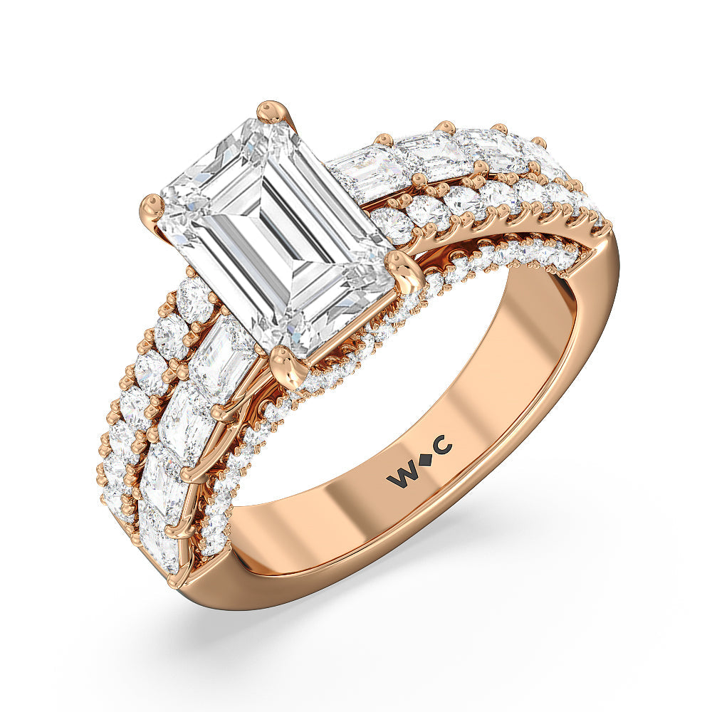 Emerald Cut The Varick Ring with Lab Grown Diamond in 14KT Rose Gold view 3
